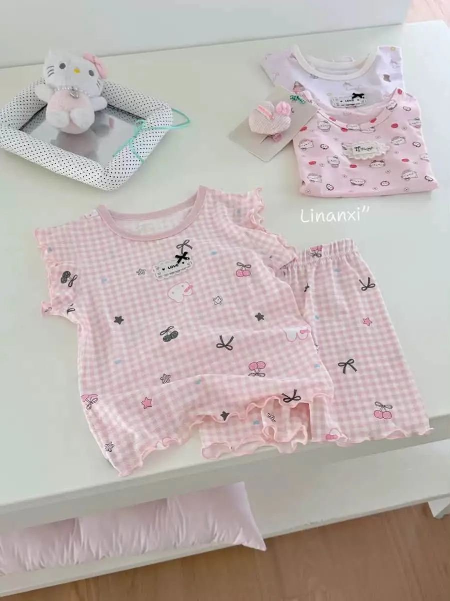 Set mặc nhà caro hồng