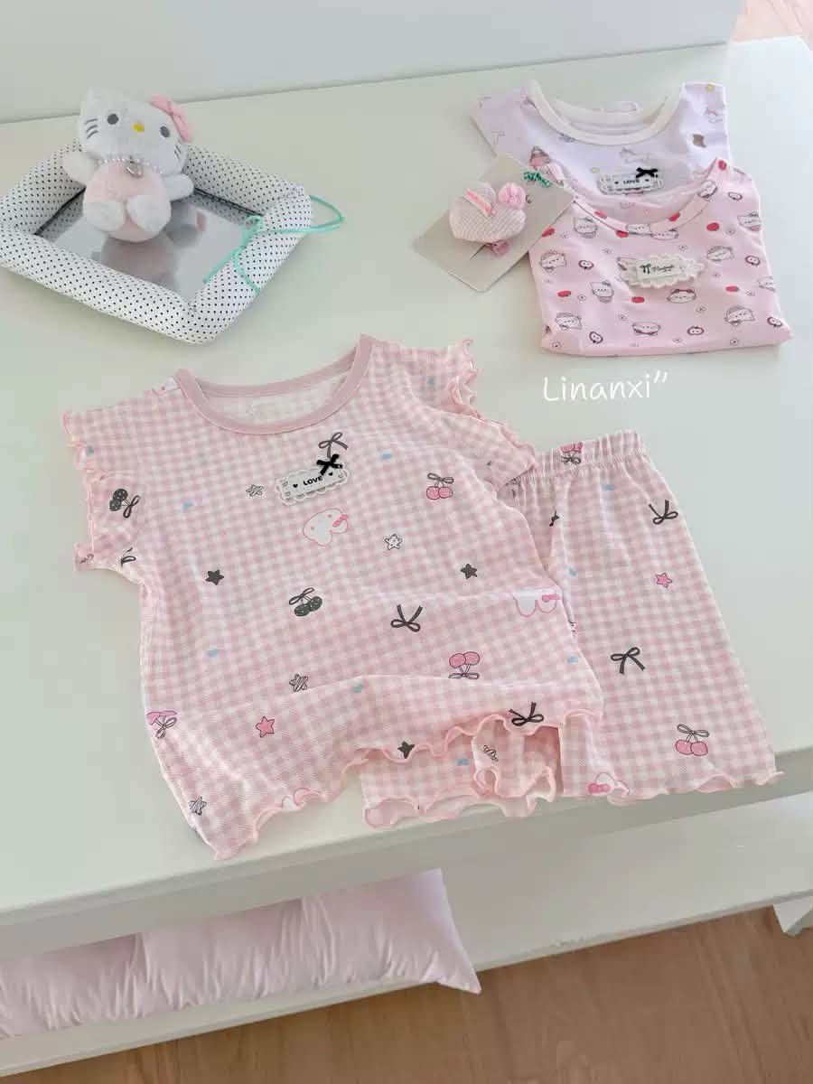 Set mặc nhà caro hồng